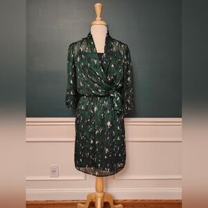 The Limited Green Patterned Wrap Dress